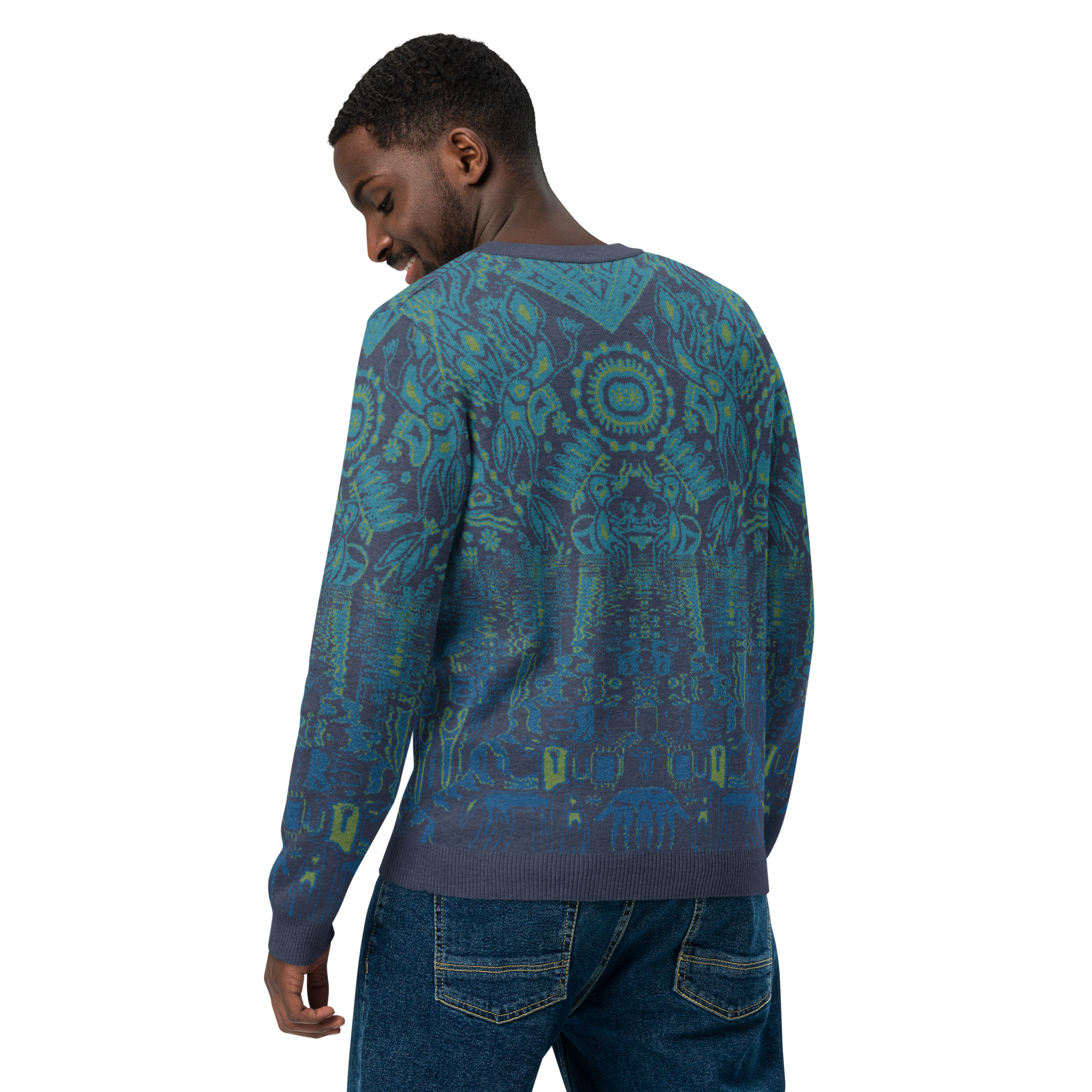 Reflected Realms – Jacquard-Knit Sweater