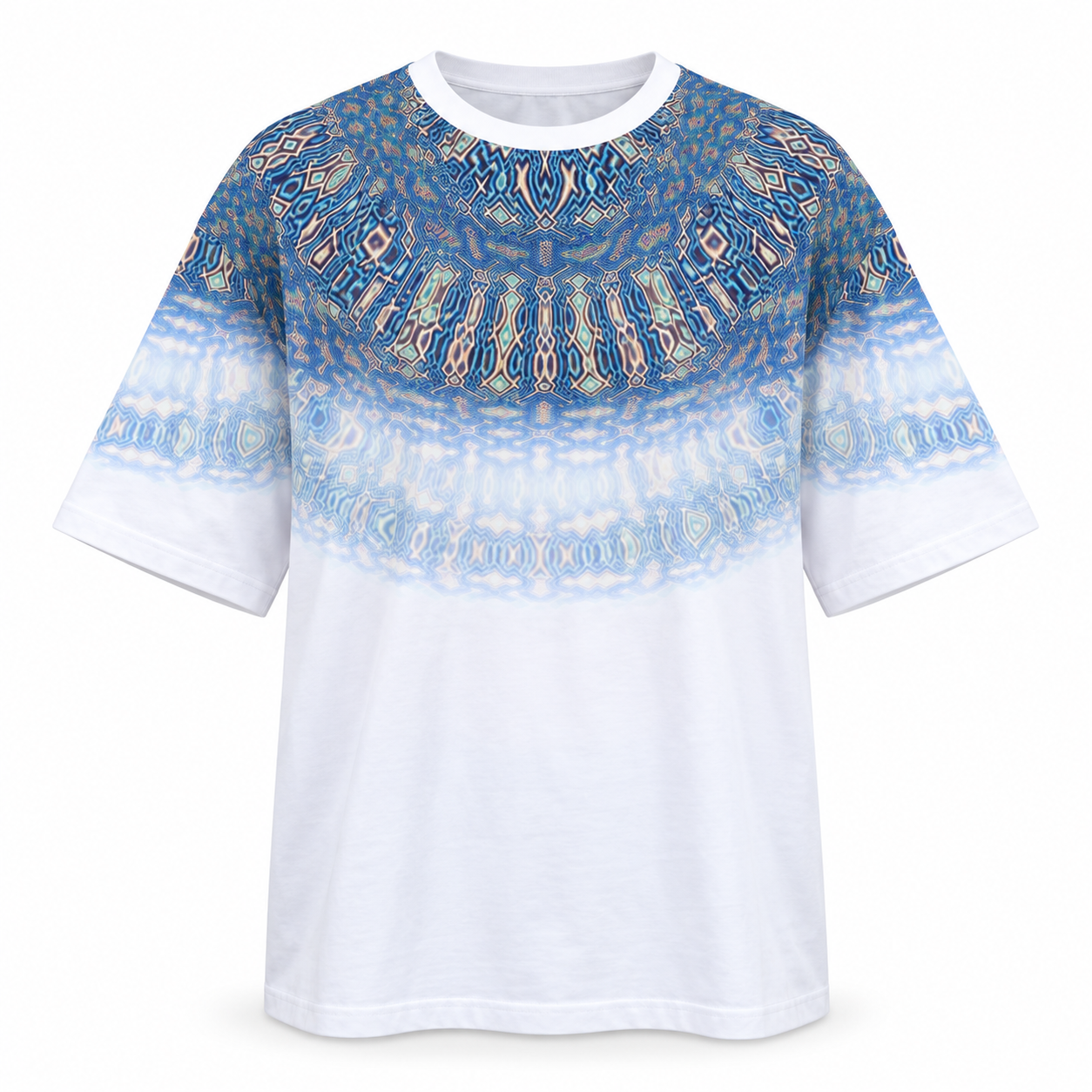 liquid kaleidoscope oversized t shirt — standalone product, front view