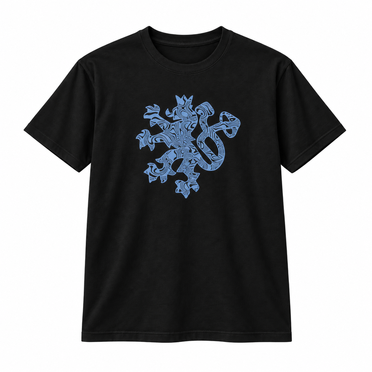 PsiloLion T-shirt in black — standalone product, front view
