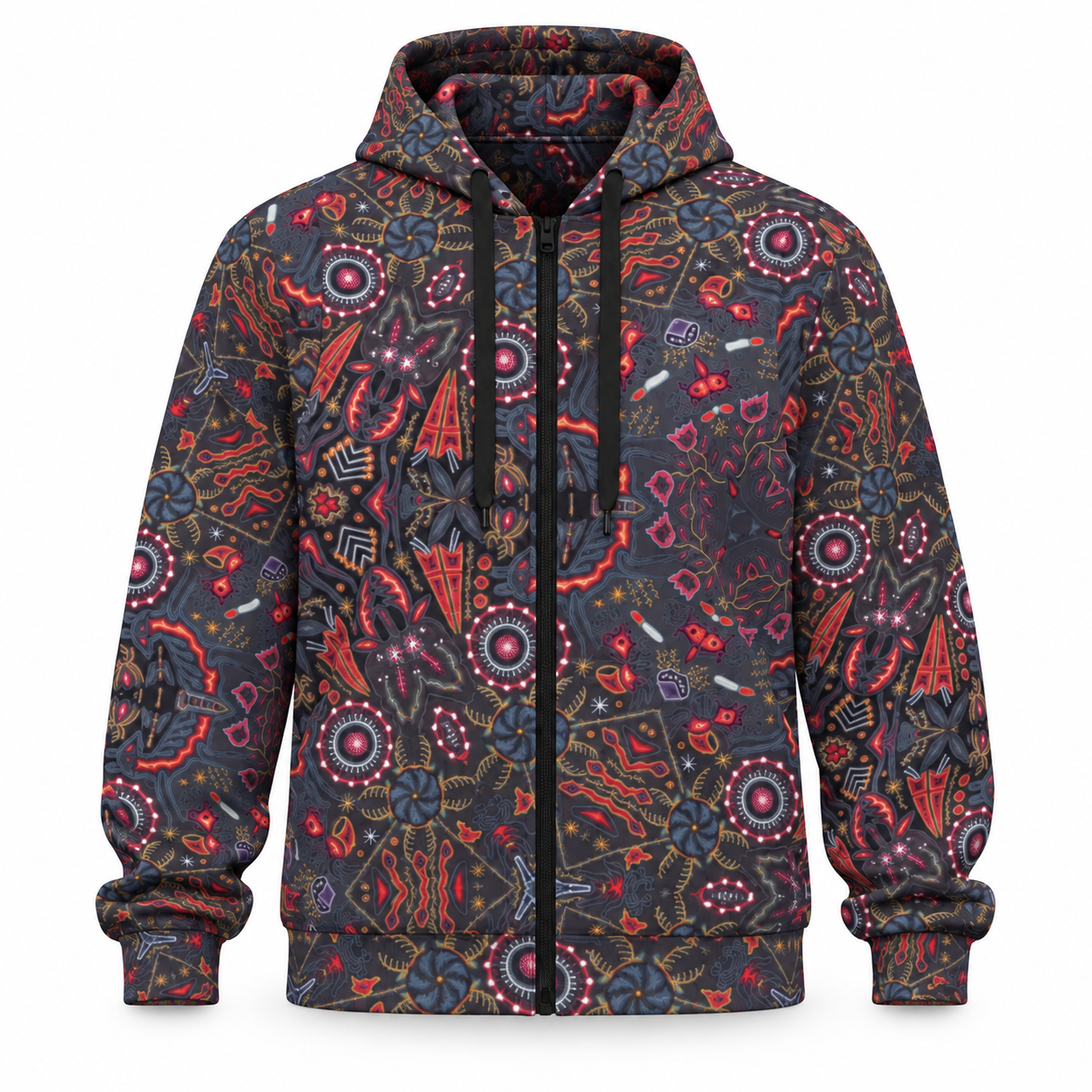 yarn vision cotton zip hoodie — standalone product, front view